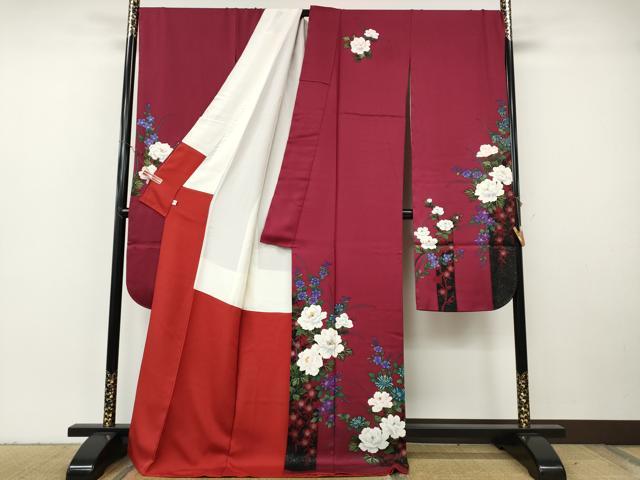 平和屋着物●豪華振袖・長襦袢セット　刺繍　枝花文　金彩　正絹　逸品　CABH2751ut