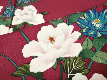 平和屋着物●豪華振袖・長襦袢セット　刺繍　枝花文　金彩　正絹　逸品　CABH2751ut