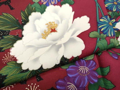 平和屋着物●豪華振袖・長襦袢セット　刺繍　枝花文　金彩　正絹　逸品　CABH2751ut