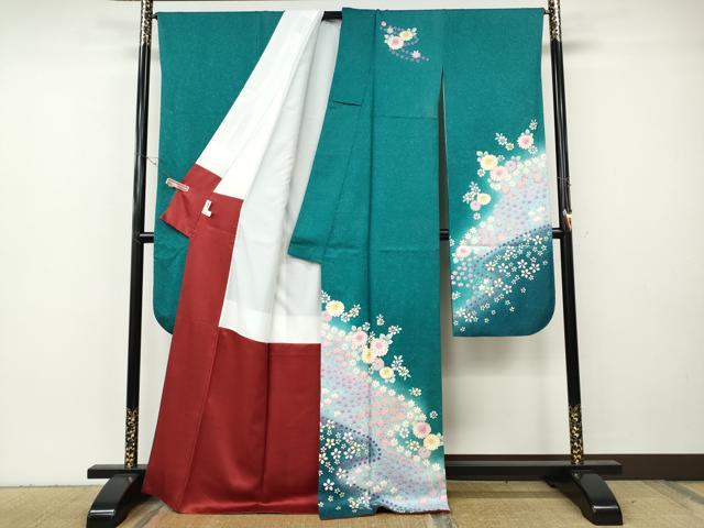 平和屋着物●豪華振袖・長襦袢セット　道長舞花文　暈し染め　銀通し地　正絹　逸品　CABH2752ut
