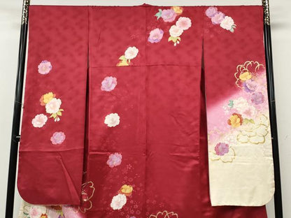 平和屋着物●豪華振袖・長襦袢セット　舞花文　暈し染め　金彩　正絹　逸品　CABH2753ut