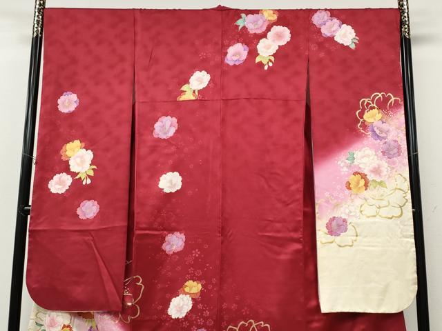 平和屋着物●豪華振袖・長襦袢セット　舞花文　暈し染め　金彩　正絹　逸品　CABH2753ut