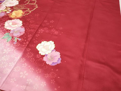 平和屋着物●豪華振袖・長襦袢セット　舞花文　暈し染め　金彩　正絹　逸品　CABH2753ut