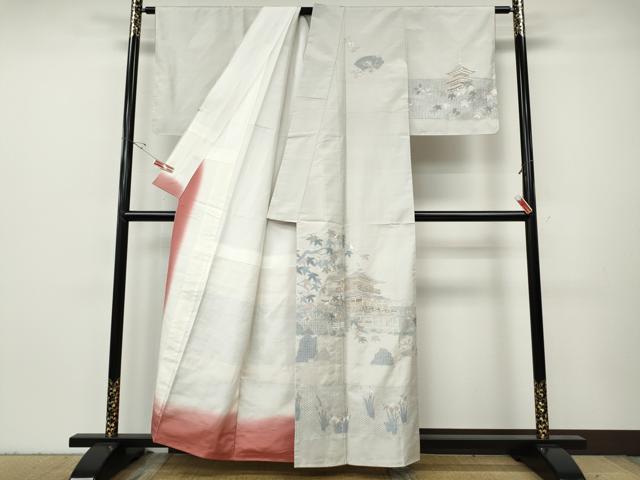 平和屋着物●中国三大刺繍　蘇州刺繍　総刺繍　訪問着　本場大島紬　風景草花文　久保特選謹製　証紙付き　正絹　逸品　CABH2758ut