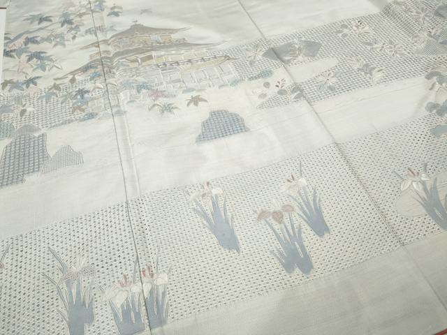 平和屋着物●中国三大刺繍　蘇州刺繍　総刺繍　訪問着　本場大島紬　風景草花文　久保特選謹製　証紙付き　正絹　逸品　CABH2758ut
