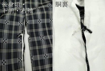平和屋着物●西陣　手織花結城　万葉つむぎ　格子柄　証紙付き　正絹　逸品　CABH2764ut