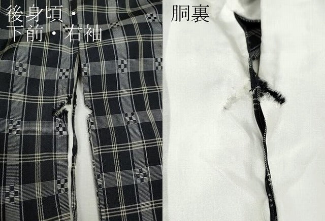 平和屋着物●西陣　手織花結城　万葉つむぎ　格子柄　証紙付き　正絹　逸品　CABH2764ut