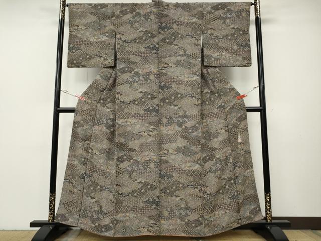 平和屋着物●二代目更甚　江戸更紗　小紋　雲重ね人物風景花文　正絹　逸品　CABH2765ut
