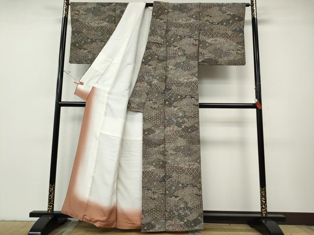 平和屋着物●二代目更甚　江戸更紗　小紋　雲重ね人物風景花文　正絹　逸品　CABH2765ut