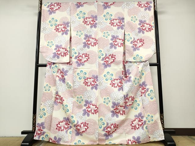 平和屋着物●小振袖　二尺袖　舞花文　洗える着物　未使用　CABH2766ut