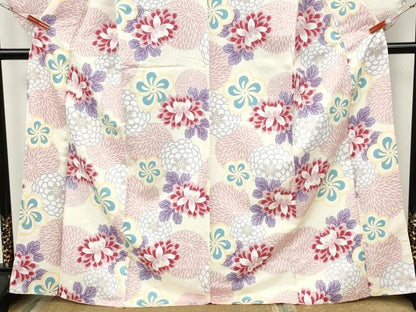 平和屋着物●小振袖　二尺袖　舞花文　洗える着物　未使用　CABH2766ut
