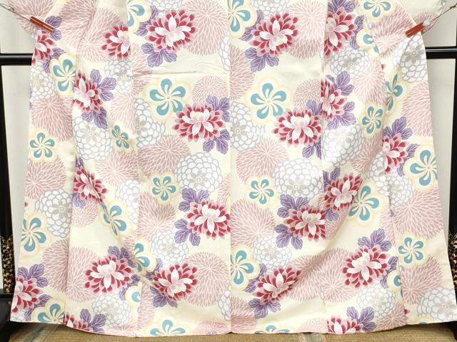 平和屋着物●小振袖　二尺袖　舞花文　洗える着物　未使用　CABH2766ut