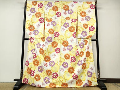 平和屋着物●小振袖　二尺袖　舞花文　洗える着物　未使用　CABH2773ut