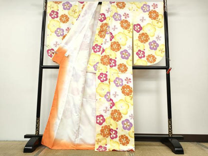平和屋着物●小振袖　二尺袖　舞花文　洗える着物　未使用　CABH2774ut