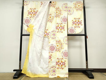 平和屋着物●小振袖　二尺袖　正倉院花文　洗える着物　未使用　CABH2781ut