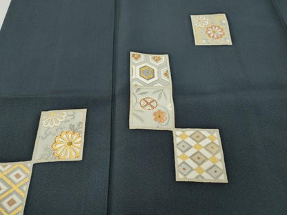 平和屋着物●訪問着　駒刺繍　色紙花文　金彩　正絹　逸品　CABH2787ut