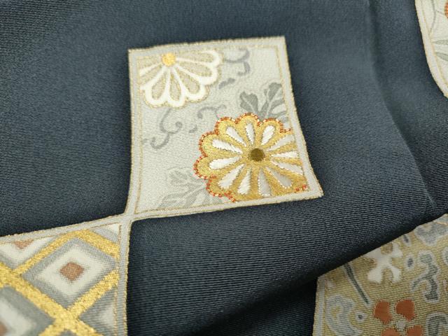 平和屋着物●訪問着　駒刺繍　色紙花文　金彩　正絹　逸品　CABH2787ut
