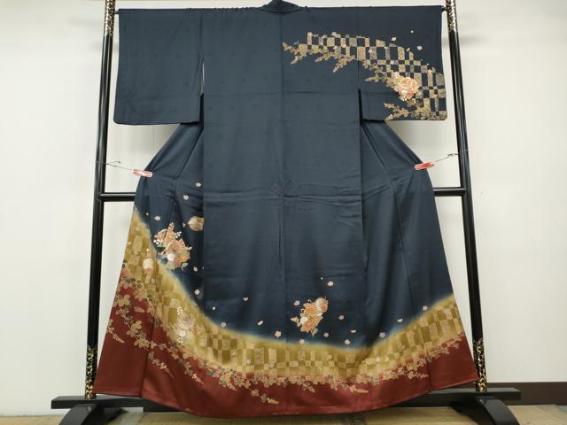 平和屋着物●訪問着　花蝶丸文　暈し染め　金彩　正絹　逸品　CABH2788ut