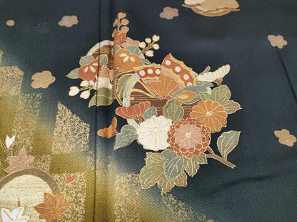 平和屋着物●訪問着　花蝶丸文　暈し染め　金彩　正絹　逸品　CABH2788ut