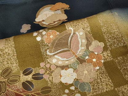 平和屋着物●訪問着　花蝶丸文　暈し染め　金彩　正絹　逸品　CABH2788ut