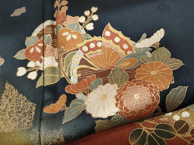 平和屋着物●訪問着　花蝶丸文　暈し染め　金彩　正絹　逸品　CABH2788ut