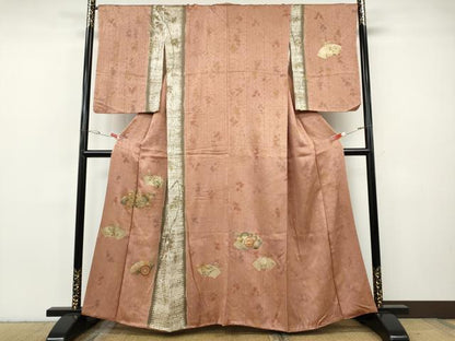 平和屋着物●訪問着　駒刺繍　絞り　地紙草花文　金彩　正絹　逸品　CABH2794ut