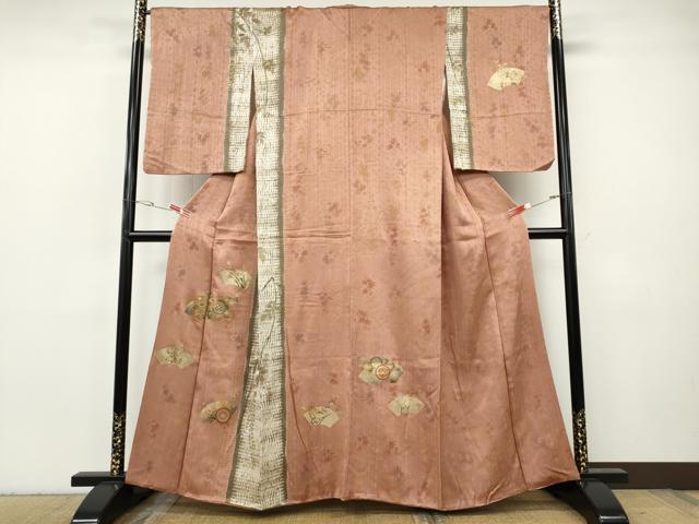 平和屋着物●訪問着　駒刺繍　絞り　地紙草花文　金彩　正絹　逸品　CABH2794ut