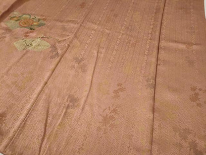 平和屋着物●訪問着　駒刺繍　絞り　地紙草花文　金彩　正絹　逸品　CABH2794ut