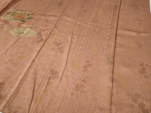 平和屋着物●訪問着　駒刺繍　絞り　地紙草花文　金彩　正絹　逸品　CABH2794ut