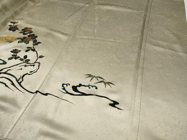 平和屋着物●訪問着　地紙立波枝花文　暈し染め　金銀彩　正絹　逸品　CABH2795ut