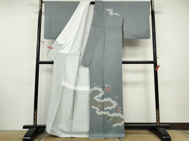 平和屋着物●訪問着　絞り　刺繍　雲重ね花丸文　金彩　正絹　逸品　CABH2796ut