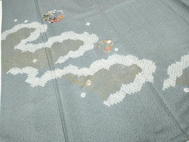 平和屋着物●訪問着　絞り　刺繍　雲重ね花丸文　金彩　正絹　逸品　CABH2796ut