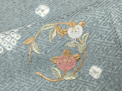 平和屋着物●訪問着　絞り　刺繍　雲重ね花丸文　金彩　正絹　逸品　CABH2796ut