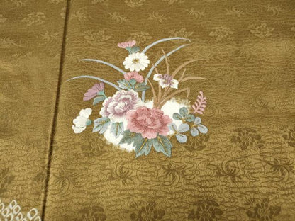 平和屋着物●訪問着　絞り　刺繍　流水花文　金糸　正絹　逸品　CABH2797ut