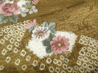 平和屋着物●訪問着　絞り　刺繍　流水花文　金糸　正絹　逸品　CABH2797ut