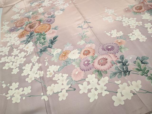 平和屋着物●訪問着　駒刺繍　枝花文　暈し染め　ロング丈　正絹　逸品　CABH2798ut