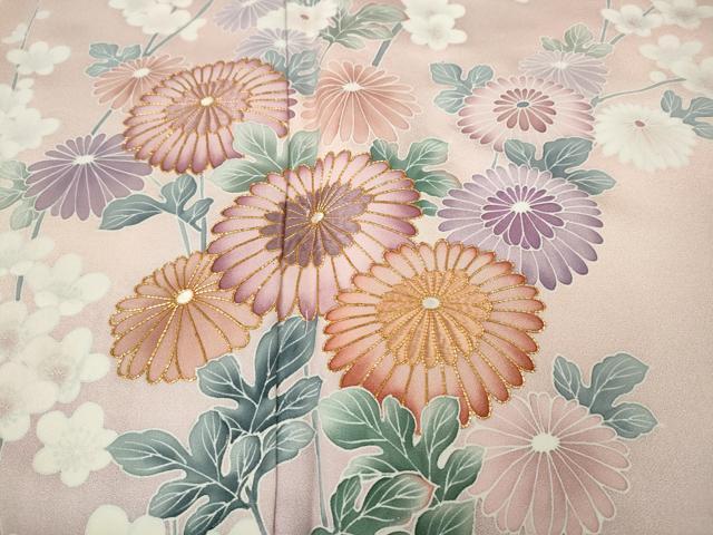 平和屋着物●訪問着　駒刺繍　枝花文　暈し染め　ロング丈　正絹　逸品　CABH2798ut