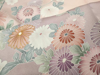 平和屋着物●訪問着　駒刺繍　枝花文　暈し染め　ロング丈　正絹　逸品　CABH2798ut