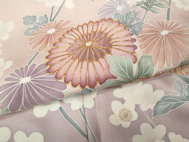 平和屋着物●訪問着　駒刺繍　枝花文　暈し染め　ロング丈　正絹　逸品　CABH2798ut