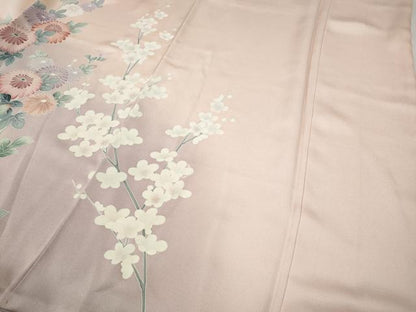 平和屋着物●訪問着　駒刺繍　枝花文　暈し染め　ロング丈　正絹　逸品　CABH2798ut