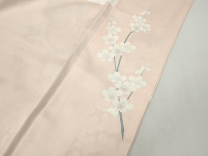 平和屋着物●訪問着　駒刺繍　枝花文　暈し染め　ロング丈　正絹　逸品　CABH2798ut