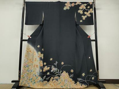 平和屋着物●訪問着　作家物　ろうけつ染め　草花文　暈し染め　鬼しぼ縮緬　正絹　逸品　CABH2800ut
