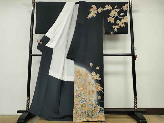 平和屋着物●訪問着　作家物　ろうけつ染め　草花文　暈し染め　鬼しぼ縮緬　正絹　逸品　CABH2800ut