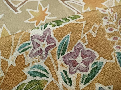 平和屋着物●訪問着　作家物　ろうけつ染め　草花文　暈し染め　鬼しぼ縮緬　正絹　逸品　CABH2800ut