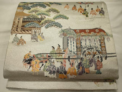 平和屋着物◎六通柄袋帯　唐織　葵祭之図　九百織錦　銀糸　正絹　逸品　CABH2802oy