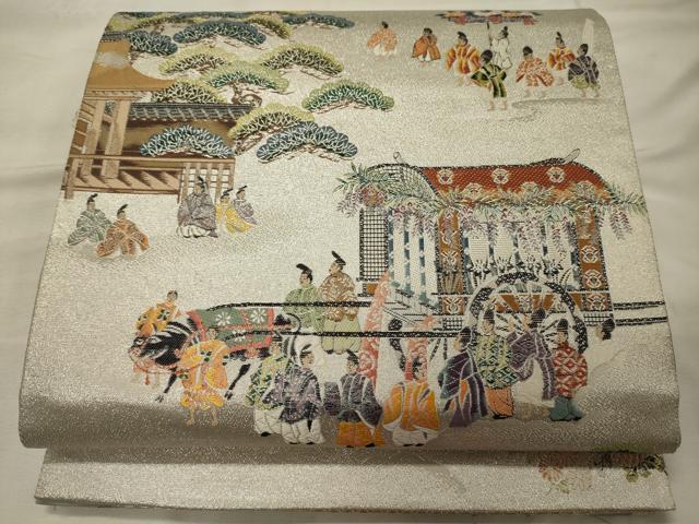 平和屋着物◎六通柄袋帯　唐織　葵祭之図　九百織錦　銀糸　正絹　逸品　CABH2802oy