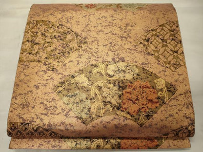 平和屋着物◎六通柄袋帯　地紙花唐草文　金糸　正絹　逸品　CABH2804oy