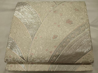 平和屋着物◎六通柄袋帯 九百更紗二重箔 花唐草文 銀糸 正絹 逸品 CABH2815oy