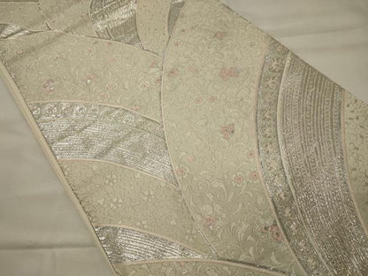 平和屋着物◎六通柄袋帯 九百更紗二重箔 花唐草文 銀糸 正絹 逸品 CABH2815oy