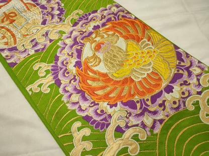 平和屋着物◎六通柄袋帯 唐織 立波鳳凰丸文 金銀糸 正絹 逸品 CABH2822oy